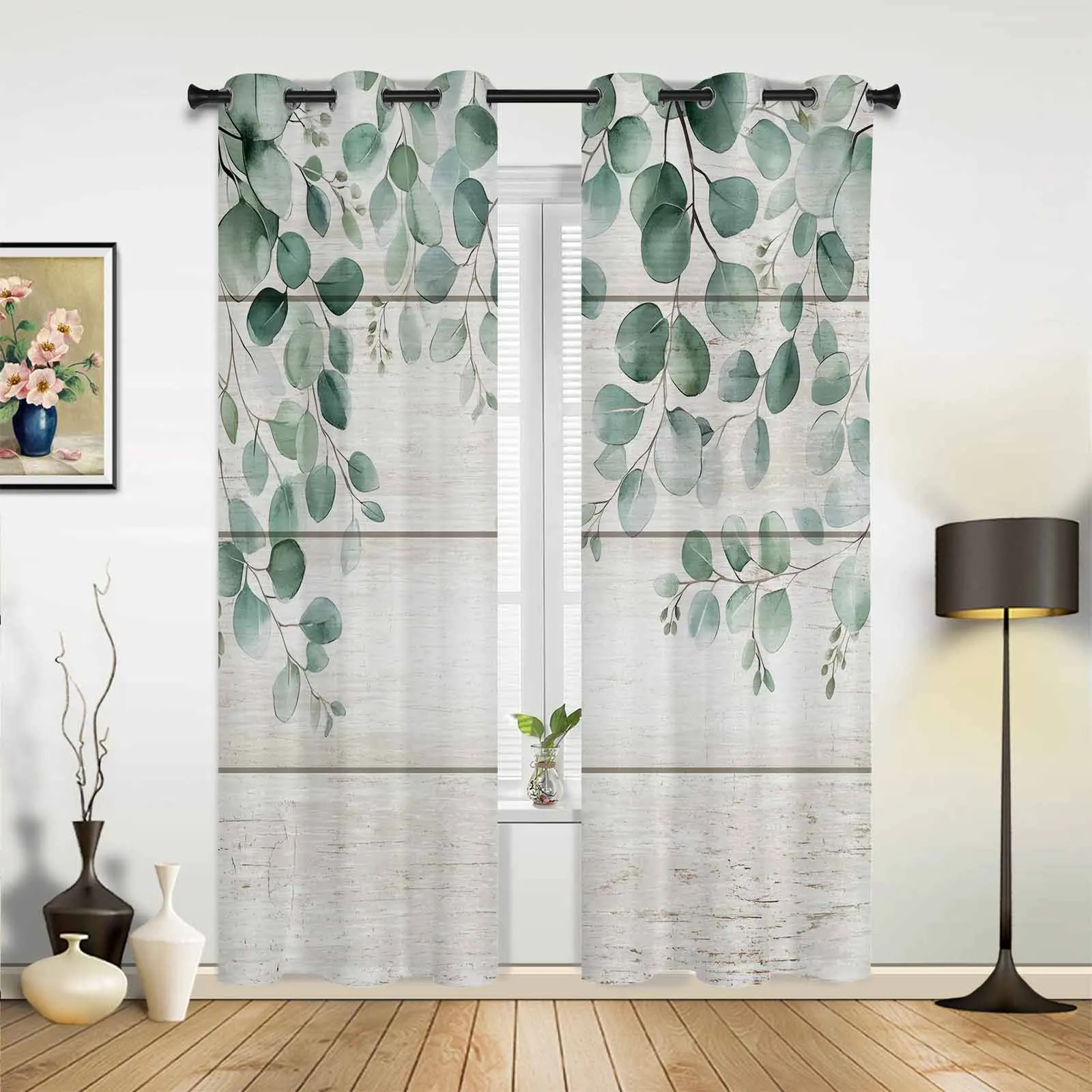 Eucalyptus And Salvia Leaves Window Window Curtains Living Room Bathroom Bedroom Decor Kids Window Treatment