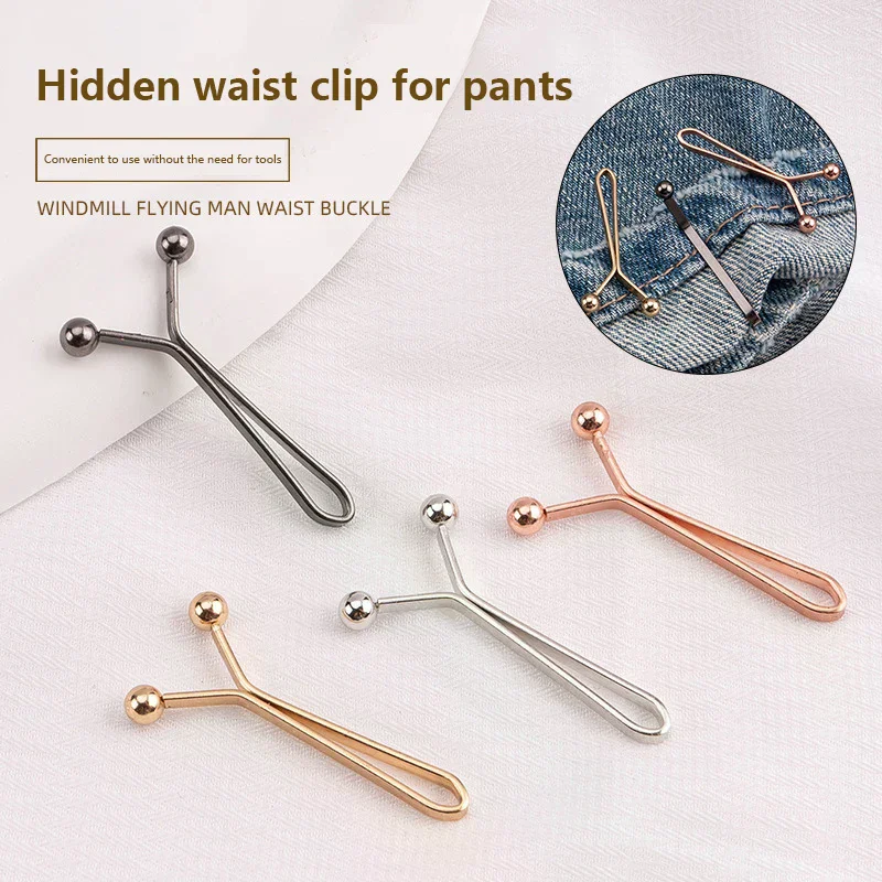 

Set of 4 Jeans Skirts Unique Sleeve Clamp Waist Contracting Clips Attachable Buckle for Fashionable Clothing Accessory