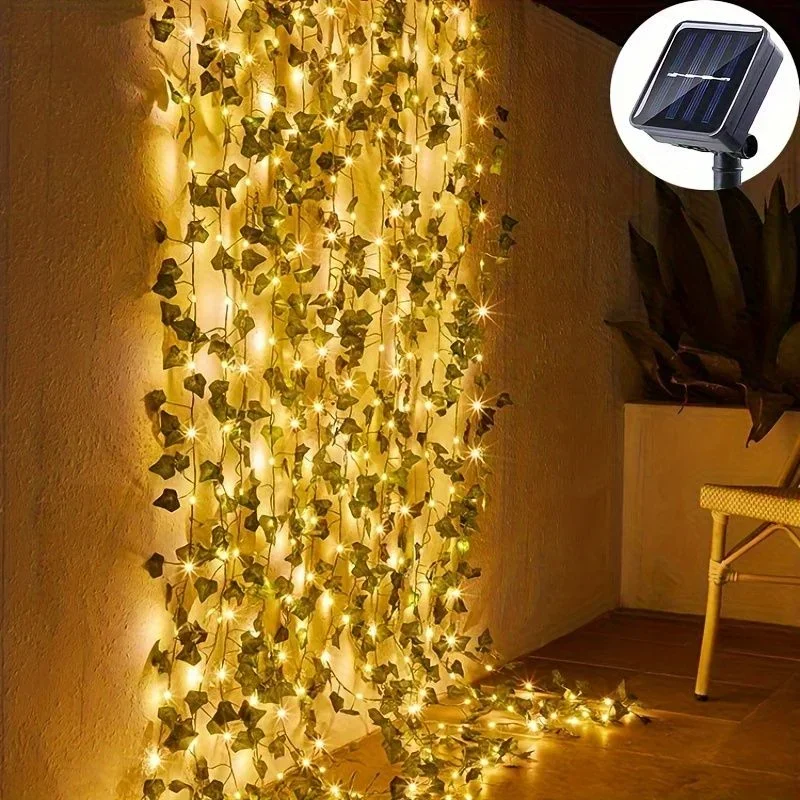 Solar Artificial Leaf Lights String Outdoor Garden Light Wedding Party Decoration LED Fairy Lights Garland Landscape Lighting