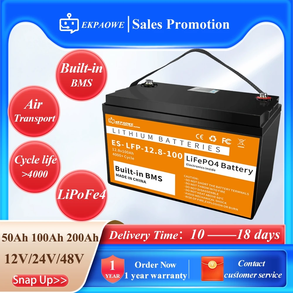 Air Transport 48V 50Ah LiFePo4 Battery 24V Pack Lithium Iron Phosphate Batteries Built-in BMS For Solar Boat No Tax 4000+ Cycle