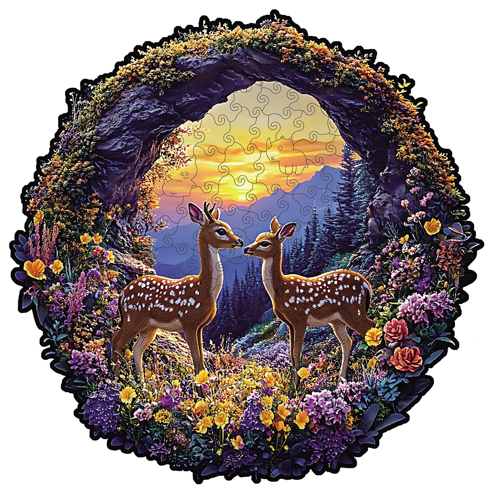 

Деревянный пазл для взрослых — головоломка с пятнистым оленем, деревянные пазлы уникальной формы, современный художественный домашний декор, хорошая идея подарка