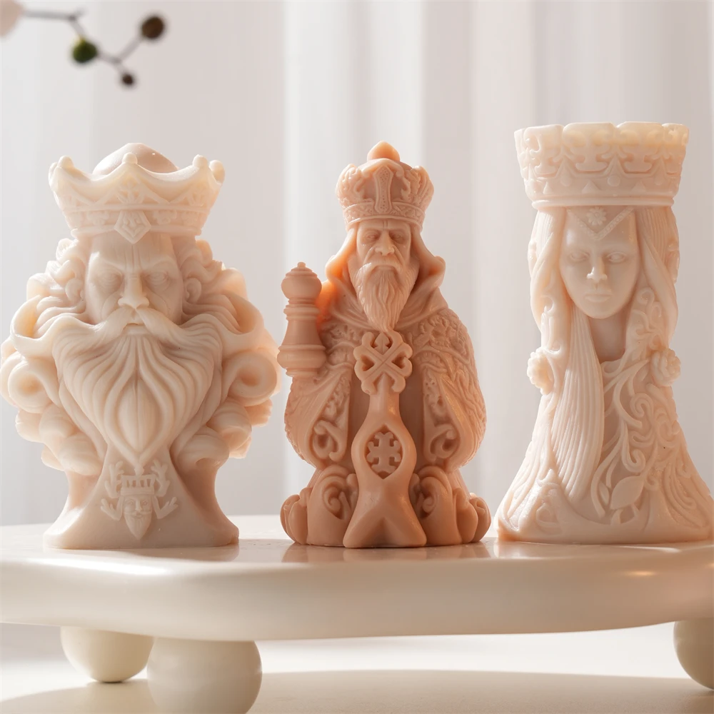 

Soy Wax Home Decor Chess Statue Silicone Mold Chess Pawn Bishop King Queen Knight Rook Candle Mold Resin Figurine Silicone Mould