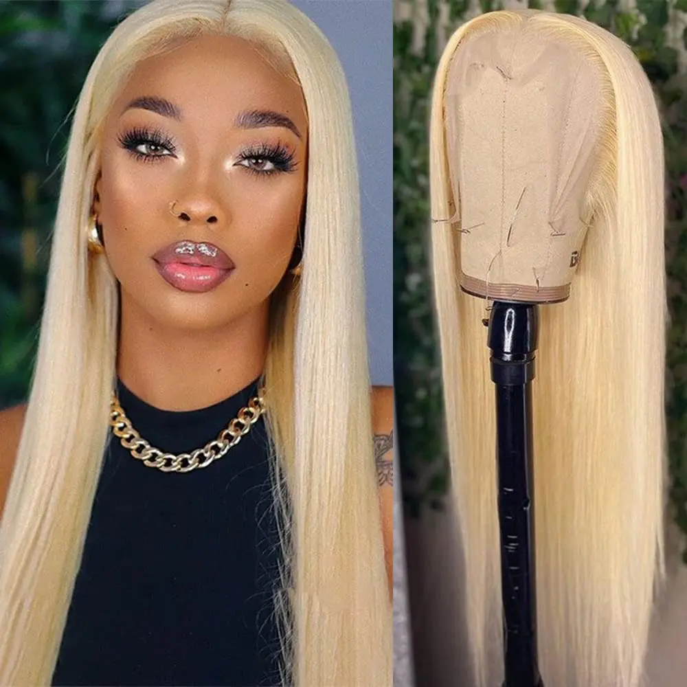 

613 Blonde 13x4 Lace Front Human Hair Wigs Straight 13x6 HD Lace Frontal Wig for Women 200 Density Glueless Wig Ready to Wear