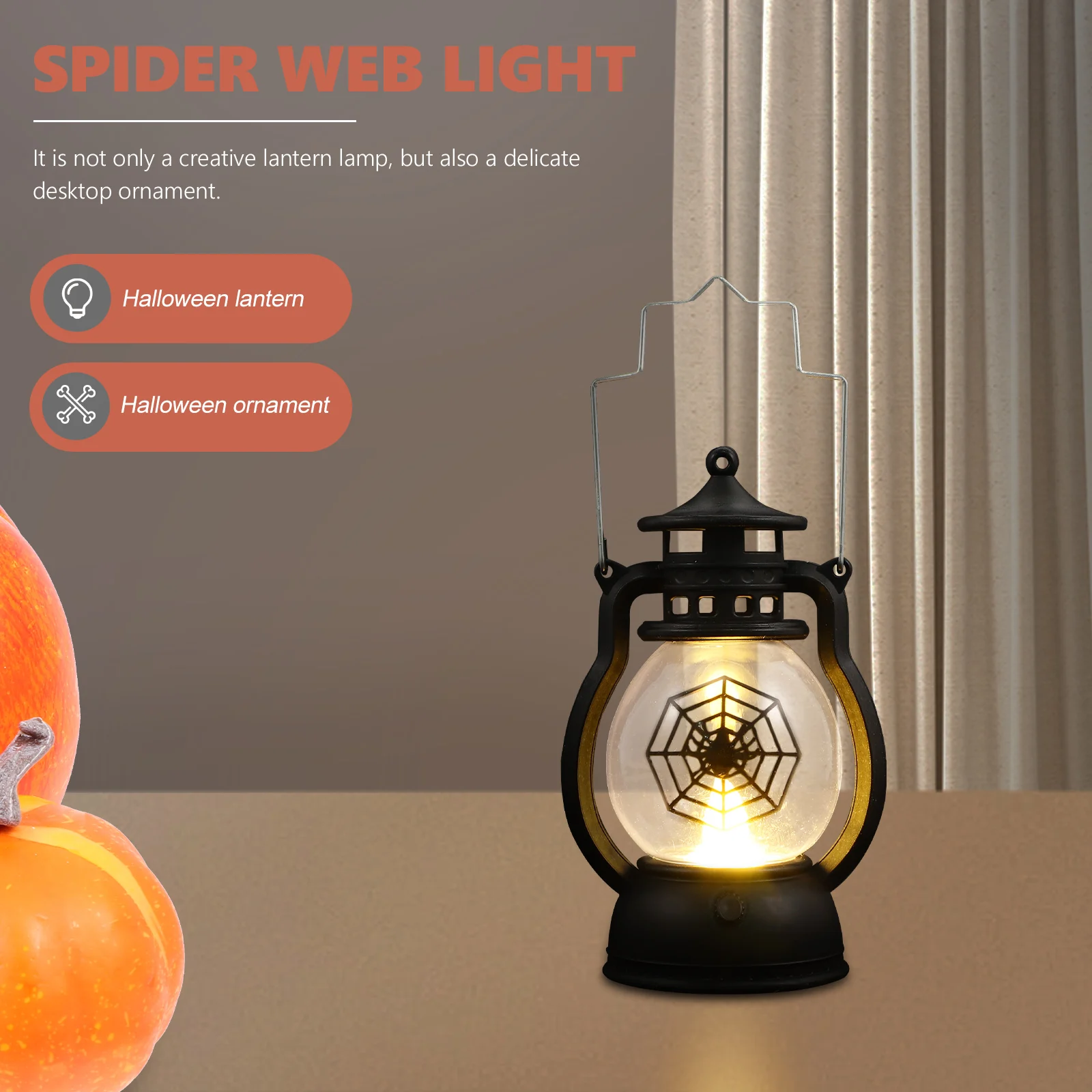 

2pcs Halloween Spiderweb Lantern Vintage Plastic Led Light Decorative Night Lamp For Party Outdoor Indoor Decor Halloween