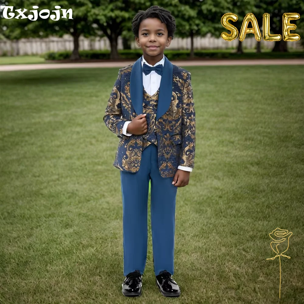 

Hot Sale Navy Boys Suits For School Performance Activities Classic Elegant Child Suit Set 4 Pieces Birthday Weddding Party