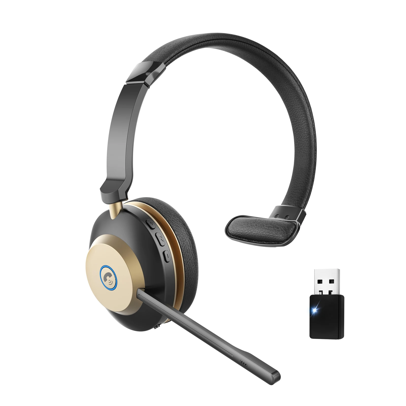 Bluetooth Headset V5.3, Wireless Headset With Mic For Work 45Hrs,QCC Chip Wireless Bluetooth Headset ,Noise Canceling Mic