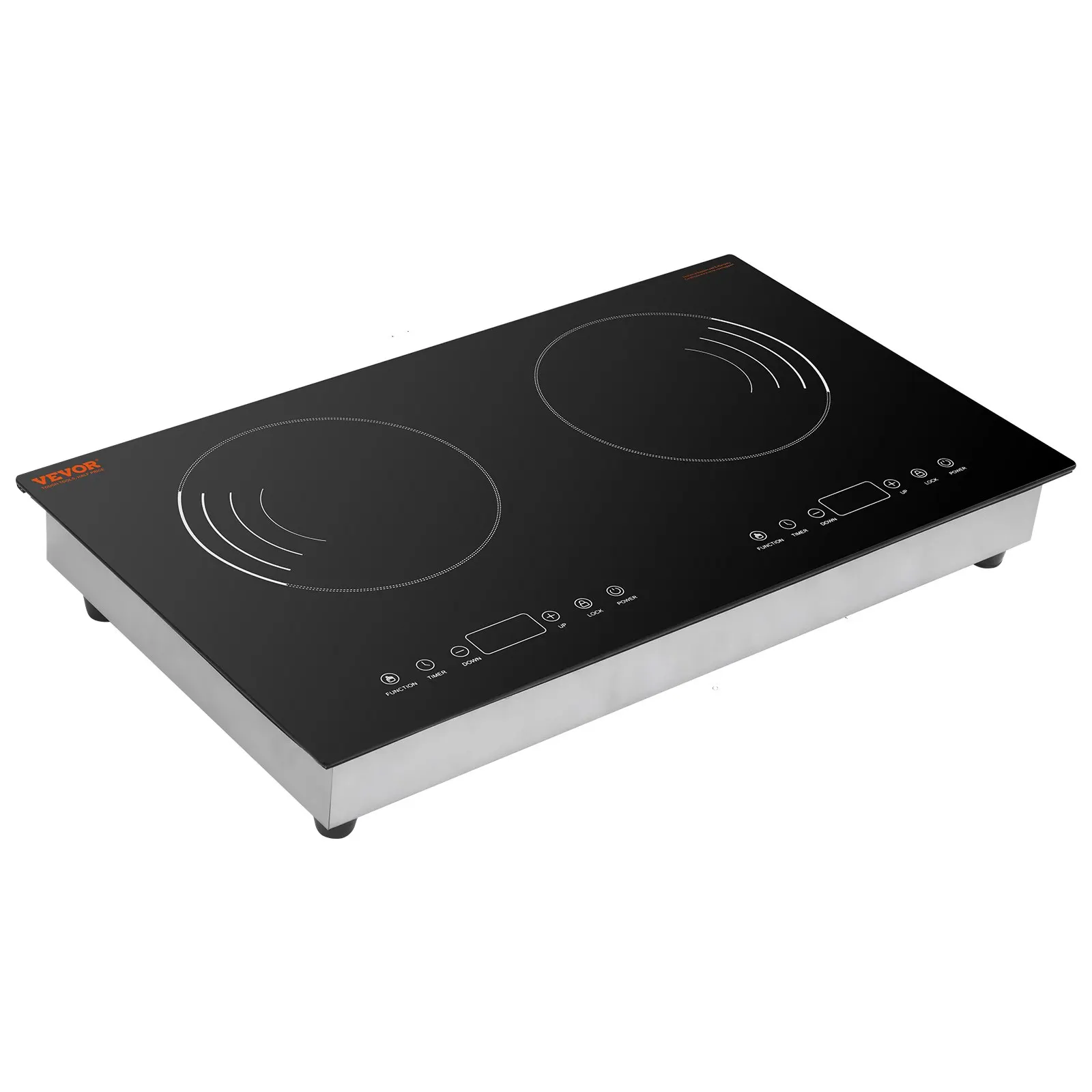 Table de cuisson à induction électrique 1800W à 2 brûleurs, commande tactile