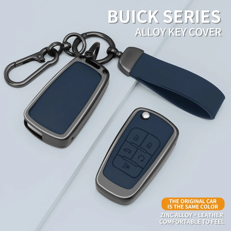 Zinc Alloy Leather Car Key Case for Buick Style A Folding Remote Key Cover Shell