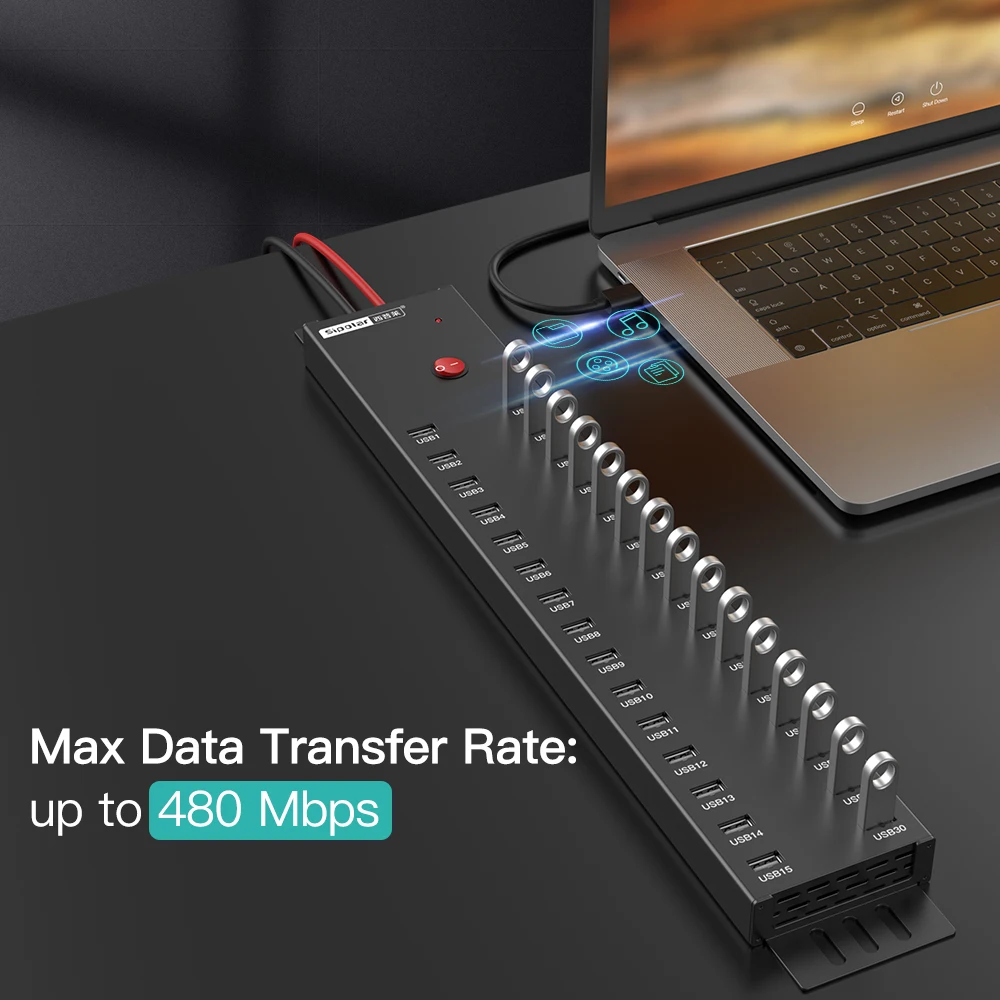 

A-812 30 Port USB Charging Hub 300W USB 2.0 Splitter for Multi Device Charging Mobile Phones Tablets SIPOLAR