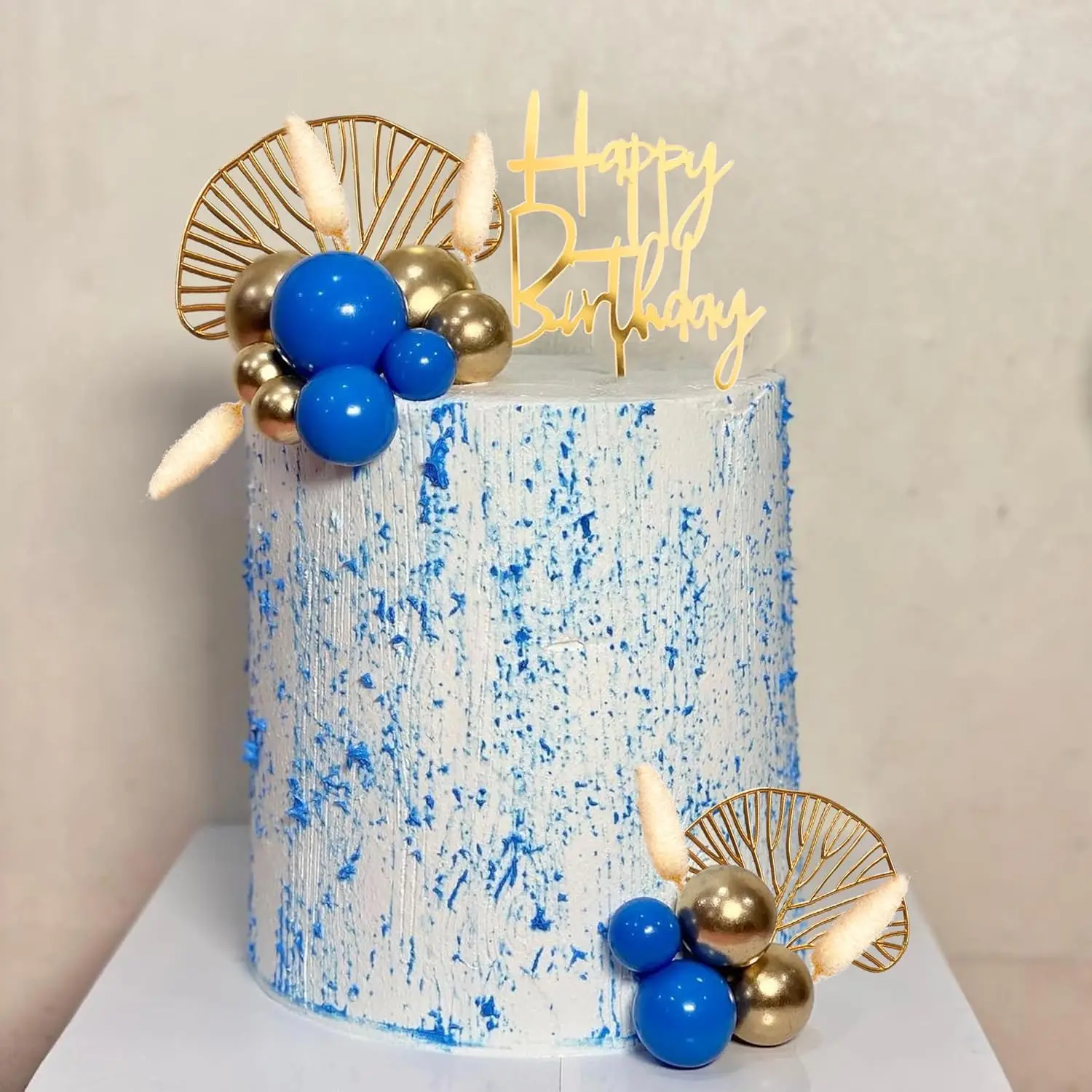 BETESSIN 4 stuks boho taartdecoratie taarttoppers palmbladeren goud taartdecoratie papier palmblad cake topper jungle verjaardag bruiloft Boheems party taartdecoratie in 2 maten