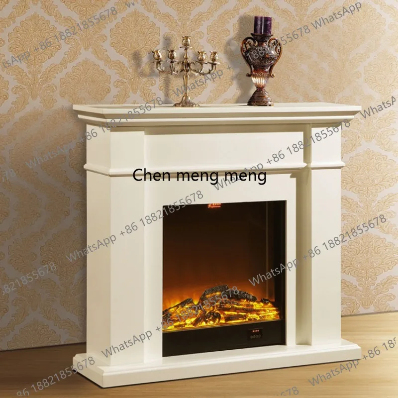 

Ivory white simple, European fireplace decorative cabinet, American solid wood fireplace, TV cabinet