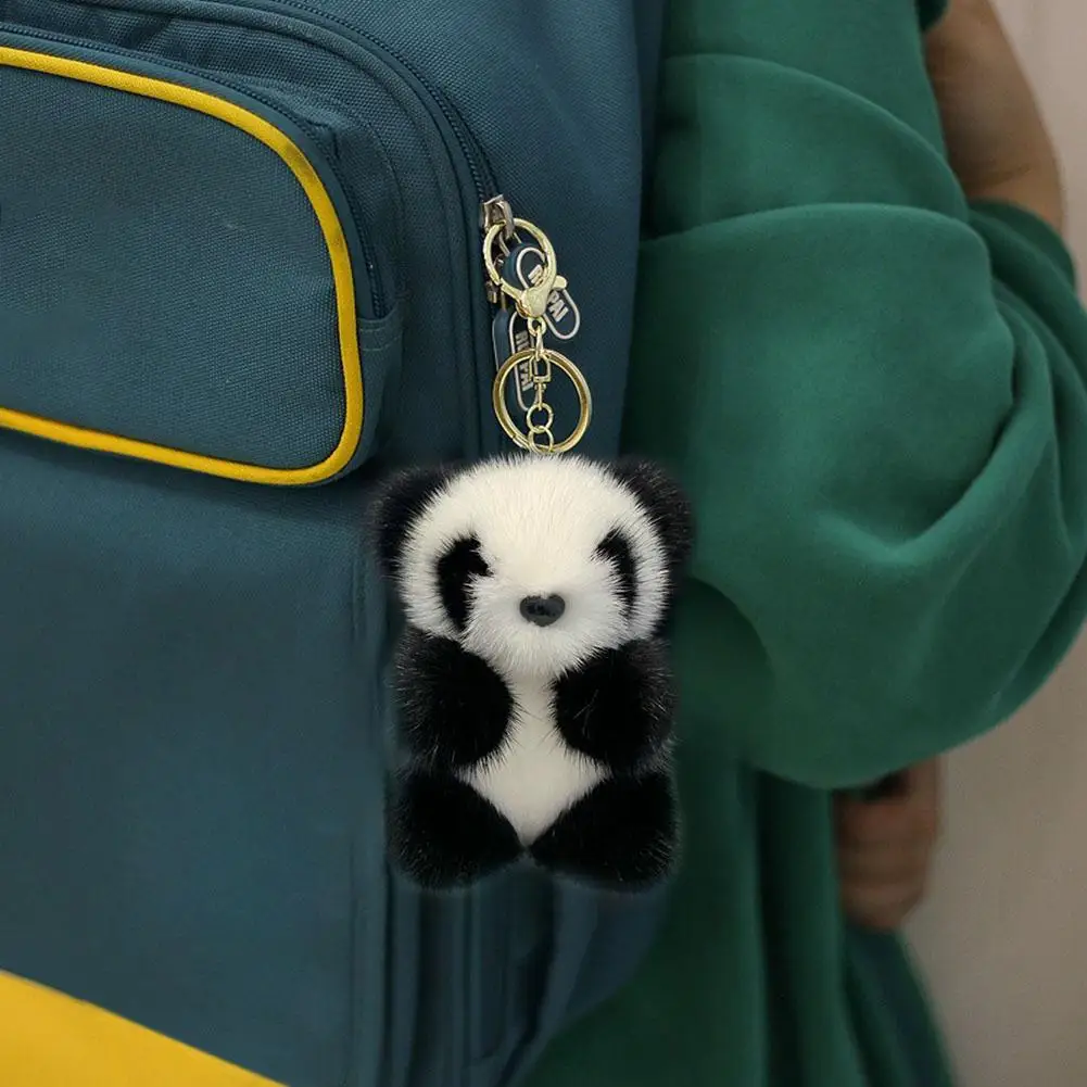 لطيف الباندا ألعاب من نسيج مخملي المفاتيح حقيبة بنقوش كرتونية قلادة اكسسوارات سيارة مفتاح سلسلة صغيرة الباندا أفخم دمية صغيرة الباندا المفاتيح