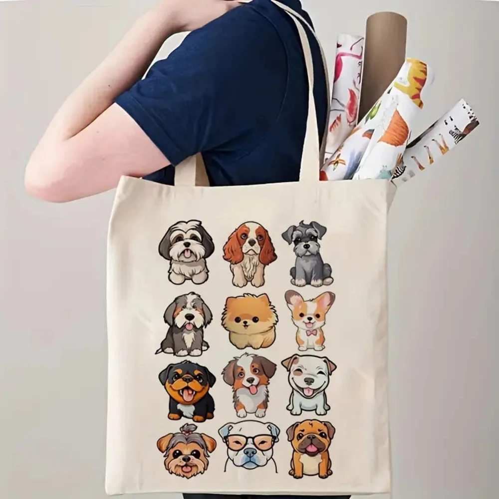

Милая холщовая сумка-тоут с принтом кошек и собак, забавная сумка через плечо с принтом медсестры и врача, эстетичная сумка для любителей животных и медицины, подарок