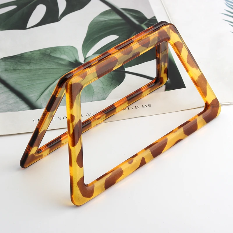 Tortoiseshell Resin Handle Fashion  Square Shaped  Bags Handbags For Leather Womon Bag Making Parts Square Shaped Handle