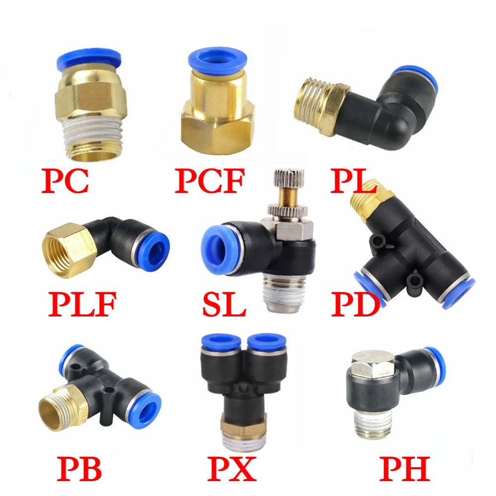 

4 6 8 10 12 14 16mm Tube to 1/8" 1/4" 3/8"1/2" BSP PC PCF PL PLF SL PB PD PX PH Push in Connector Pneumatic Fitting Air line