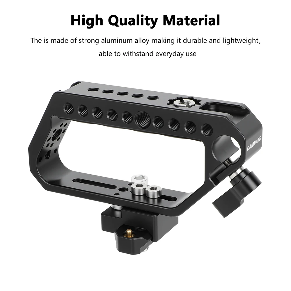 CAMVATE D-Style Top-Griff mit NATO-Klemme und 1/4"-20 3/8"-16 Positionierlöchern, Cold Shoe für SONY Fuji Nikon DSLR Kamera-Cage – Detail 2