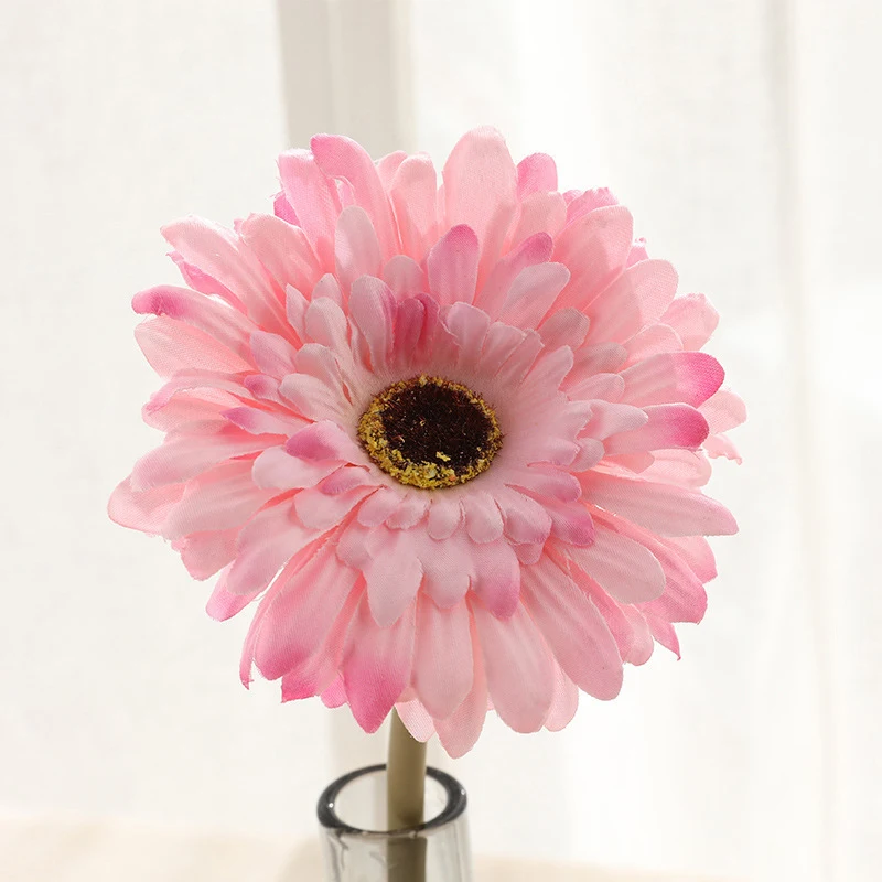 5/10 pz seta artificiale Gerbera decorazione della casa teste di fiori margherita per matrimonio che tiene fiori di simulazione giardino decorazione della casa