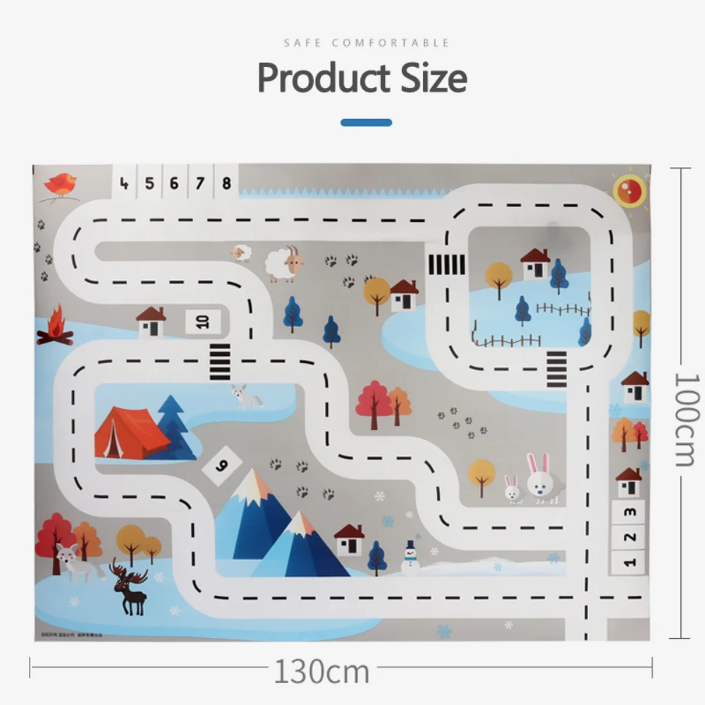 130*100CM Baby Play Mat City Traffic Road Map Mat & Road car sign Foldable Nordic Style Kids Activities Rug Outdoor Picnic Mat