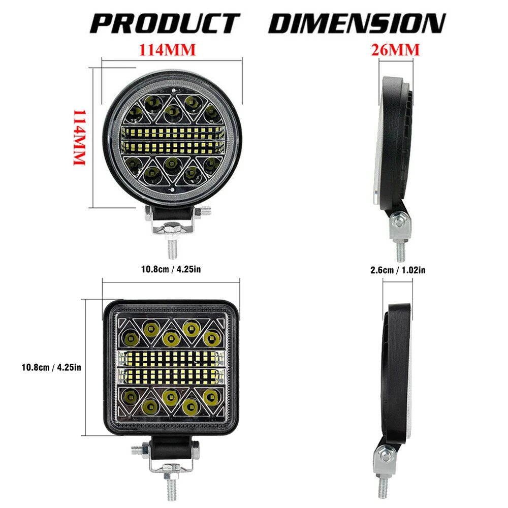 NLpearl-Barra de luz de trabalho LED para carros, Spot Flood Flash, Farol de nevoeiro, caminhão, SUV, condução, 4x4 ATV, 4 \