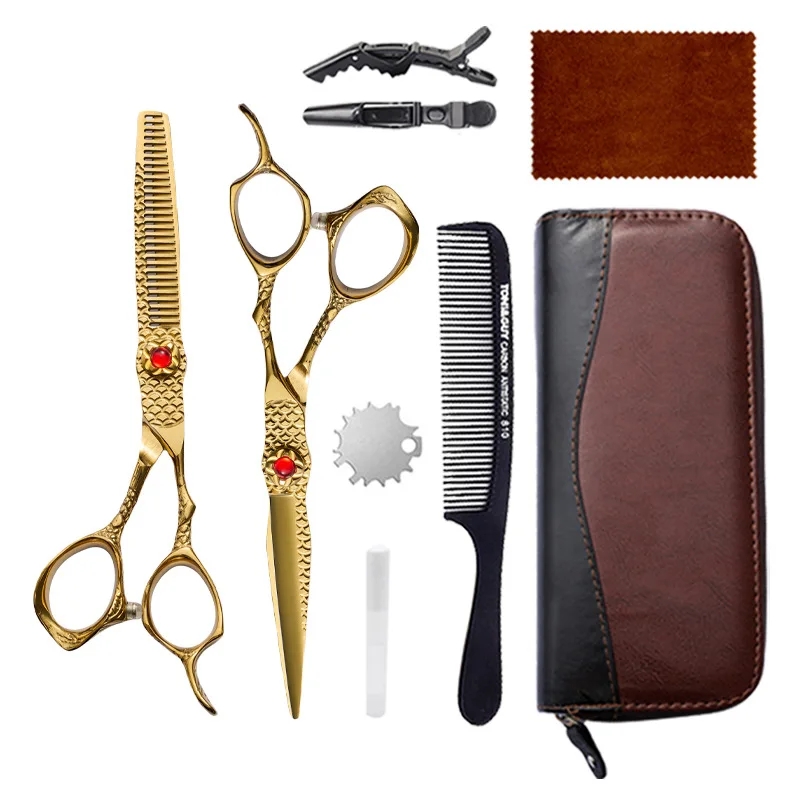 

Hair Cutting Scissors Set 6 Inch 9CR Stainless Steel Professional Barber Shears with Straight & Thinning Scissors for Bangs