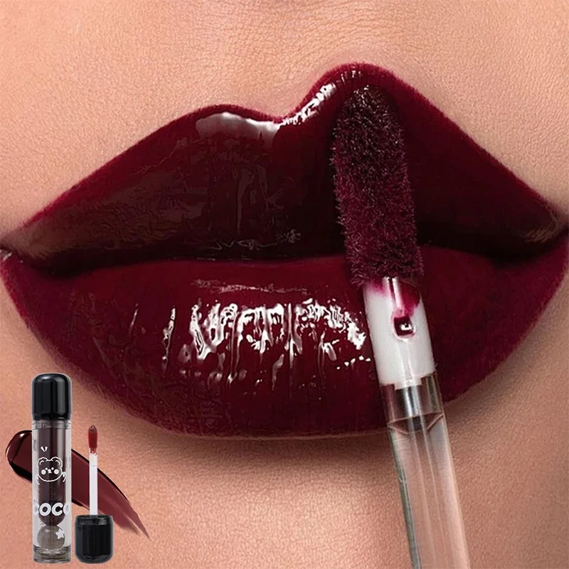 Lápiz labial resistente al agua con textura hidratante, brillo de labios de Color té rojo, tinte de labios desnudo duradero, Cosméticos de maquillaje