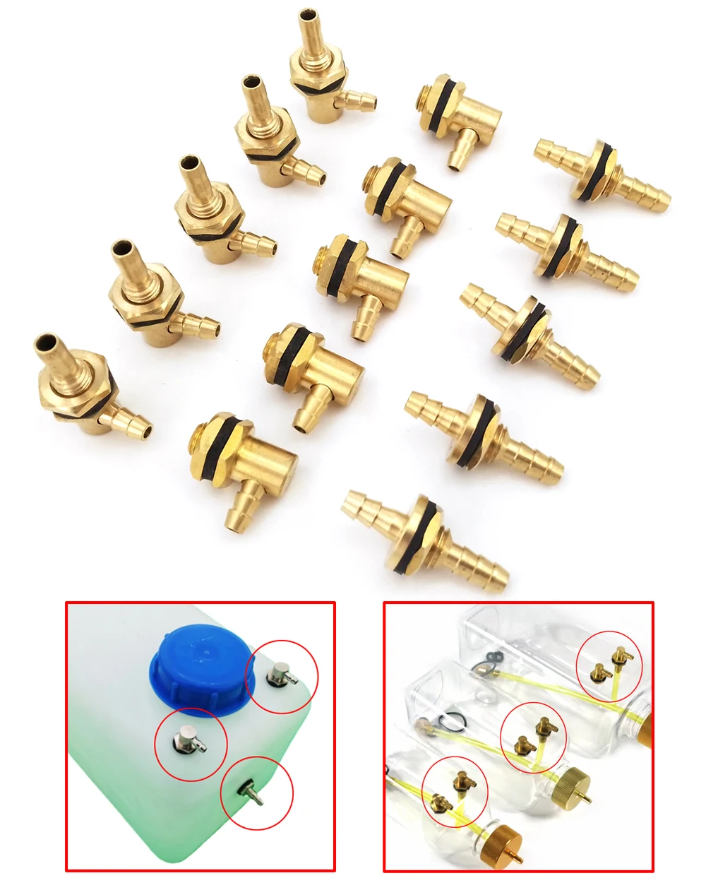 

5PCS Fuel Tank Nipple Set Tank Filler Oil Nozzle Inlet & Outlet Copper Fittings for Gas Nitro RC Cars Boats Airplanes
