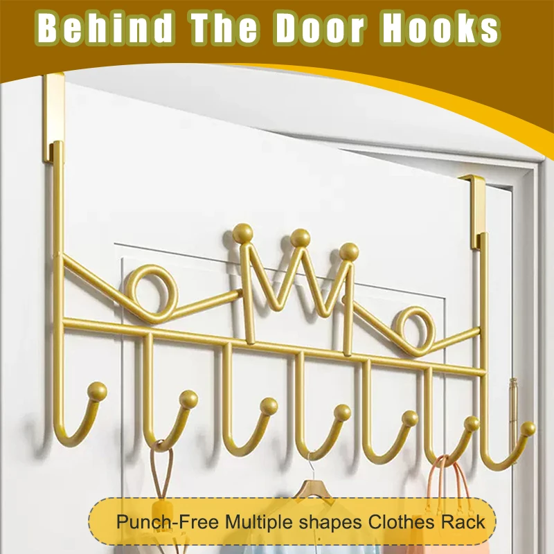 Behind The Door Hooks Punch-Free Clothes Rack Household Storage Wall Hanger Hook Bedroom Organizer Storage Accessories