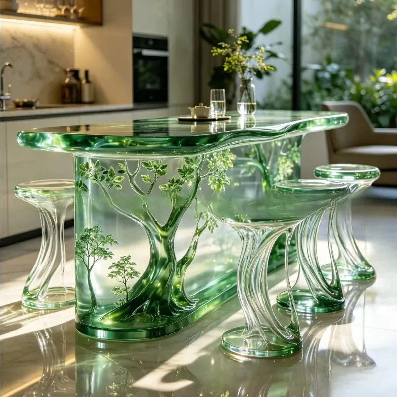 Ice transparent crystal tea table nature tea table creative restaurant villa hotel exhibition hall furniture