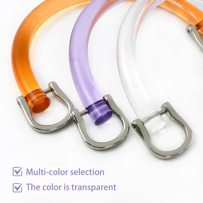 

Meetee 1/2/3Sets Acrylic D Shape Bags Handle with Two Metal Buckle Transparent Resin Wristband Handbag Decor Ring Frame Bag Part