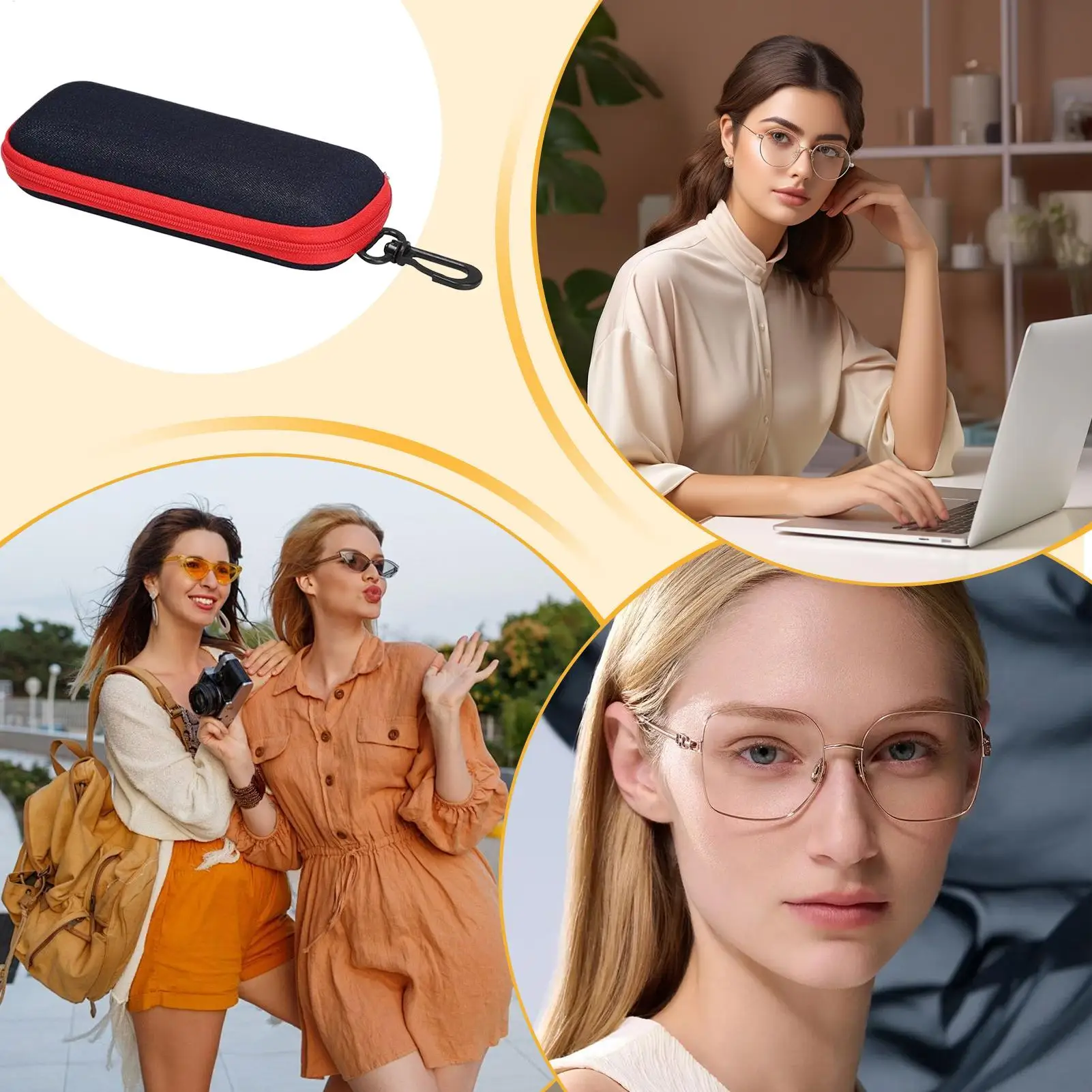 حافظة نظارات العين من قماش الدنيم بتصميم Eaywear صندوق واقي نظارات القراءة حافظة صلبة للرجال والنساء والفتيات والشباب والمراهقين والسفر المنزلي