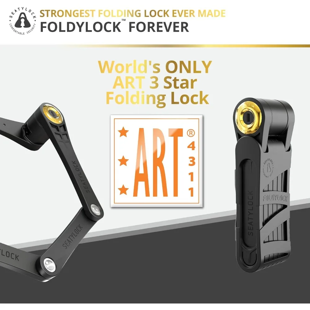 Best - FoldyLock Forever Folding Bike Lock - Patented Sleek High Security Sold Secure Gold Bicycle Lock - Heavy Duty