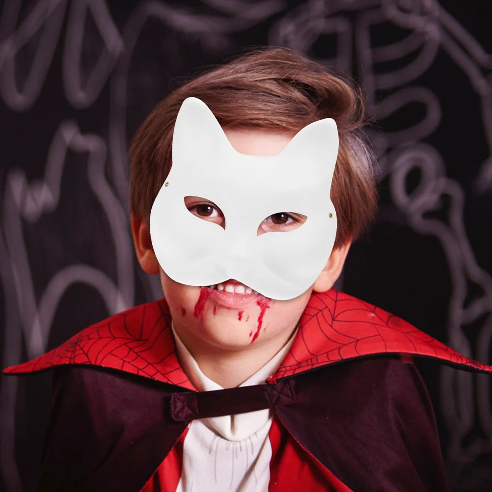 8 Pcs Fox Pulp Mask Masquerade Paper White to Decorate Cat Unpainted Masks Party Prop Blank Costumes