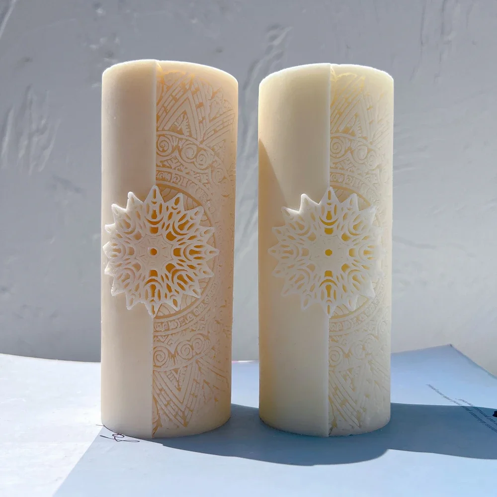 

Pillar Candles Silicone Mould Floral mandala Candle Molds Mehndi Wedding Decor Soy Wax Mold