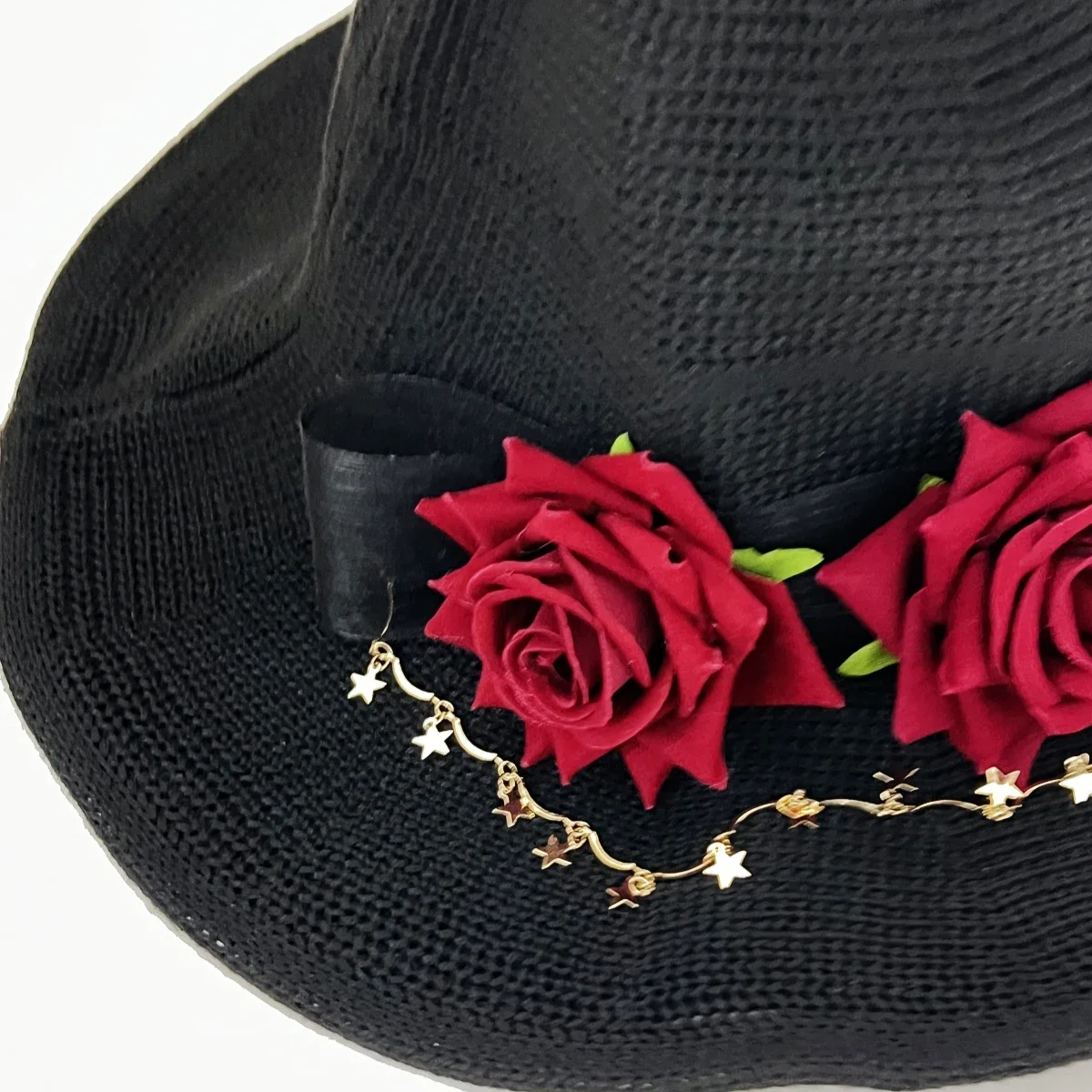 หมวกแม่มดโบว์ใหญ่สไตล์เรโทร หมวกแฟนซีลายกุหลาบแบบโกธิค หมวกสาวเวทมนตร์ อุปกรณ์คอสเพลย์สำหรับงานปาร์ตี้ฮาโลวีน