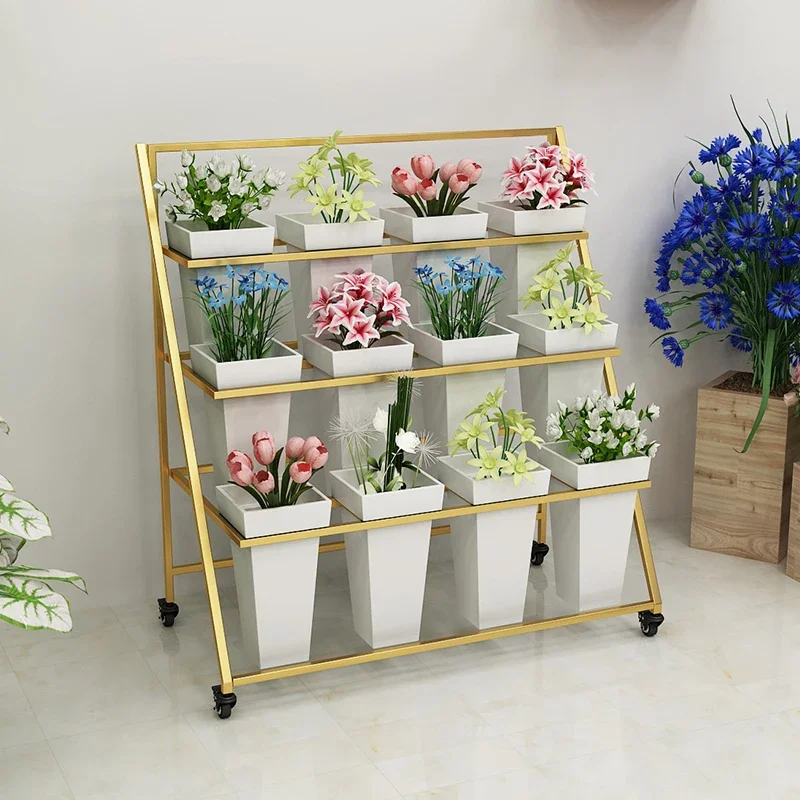 Folding flower rack, movable staircase, multi-layer rack, iro shop bucket display