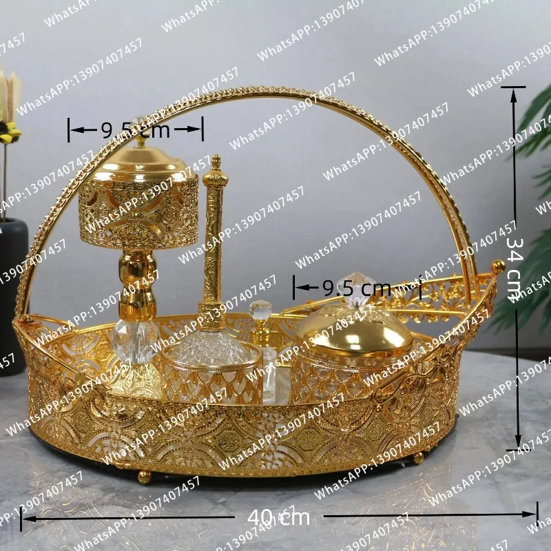 Golden Aromatherapy Burner Home Electroplating Incense Burner Ornament Cultural Ornament Metal Incense Burner Set Incense