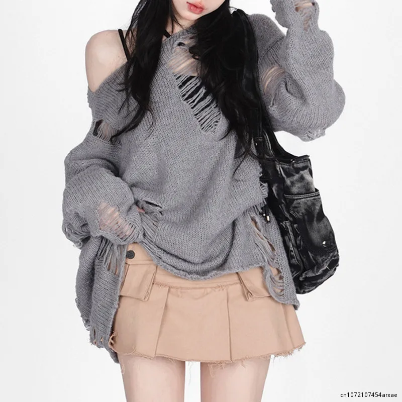 Women Sweater 2023 Autumn Fashion Casual Round Neck Long Sleeve Plain Daily Chunky Knit Sweater