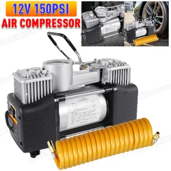 12V 150PSI Heavy Duty Portable Metal Air Compressor Car Tire Pump with Pressure Gauge Car Electric Air Pump Auto Inflatable Pump