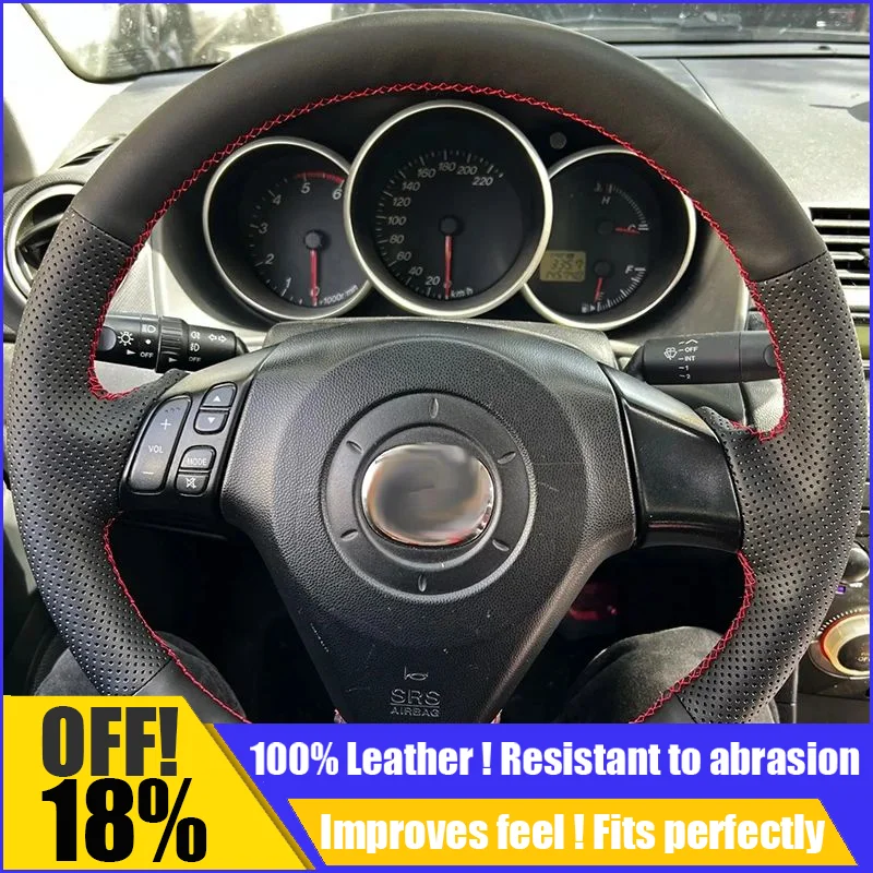 

Leather Car Steering Wheel Cover Fit For Mazda 3 Mazda 5 Mazda 6 Pentium B70 Hand Sewing Custom Diy Auto Car Accessories