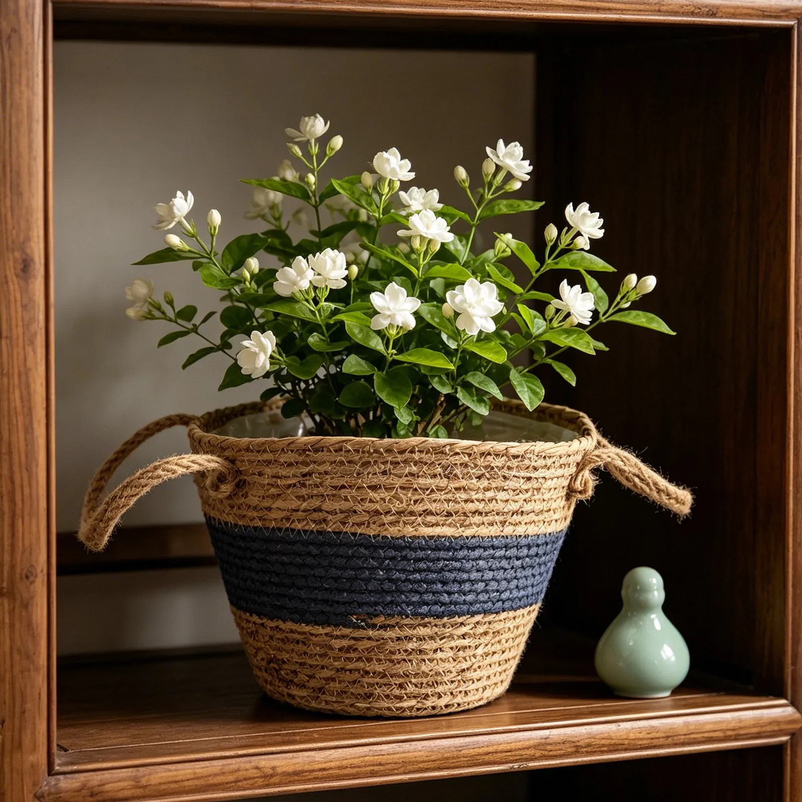 Planter Basket Straw Weaving Plant Pot Rustic Handwoven Straw Flower Pot Handles Indoor Outdoor Patio Balcony Basket with