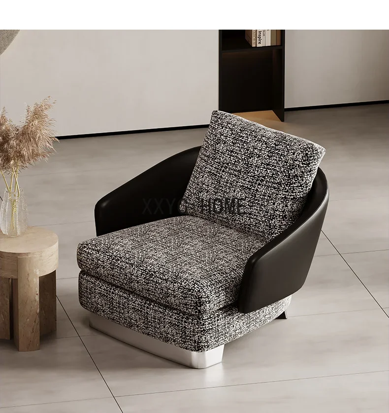 Eenzits Bank Stoel Designer Woonkamer Italiaanse Minimalische Zwart En Wit High Sense Stof Vrijetijdsstoel #1