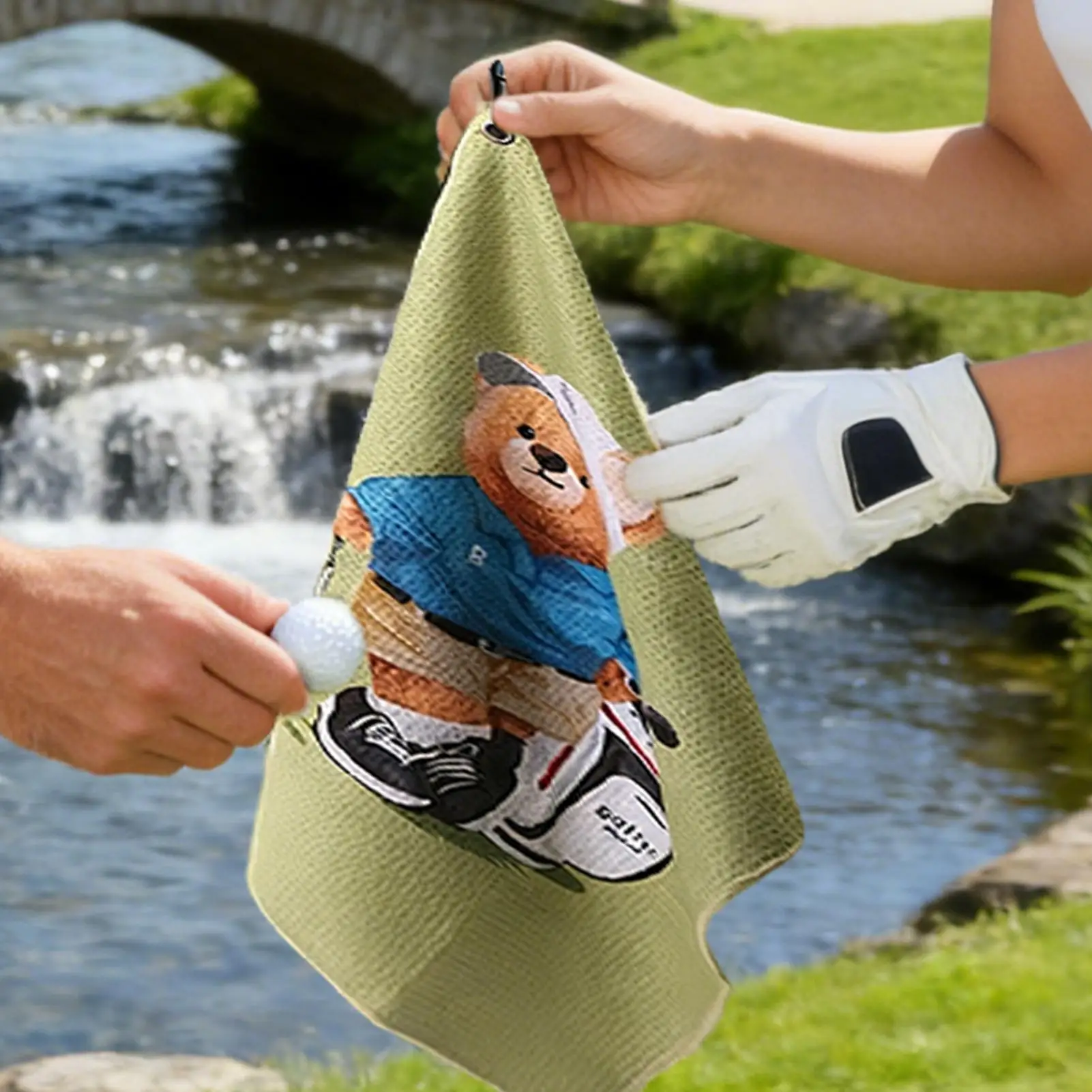 Golf Towel Women Absorbent Funny Soft Cleaning Rags Bear Print Funny Golf Towels For Men Women Beginners Enthusiasts Club Bag