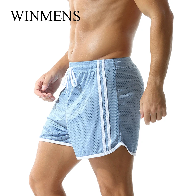 Men's Trunks Mesh Breathable Sports Panties Thin Loose Elastic Running Boxer Shorts Comfortable Home Lounge Wear Indoor