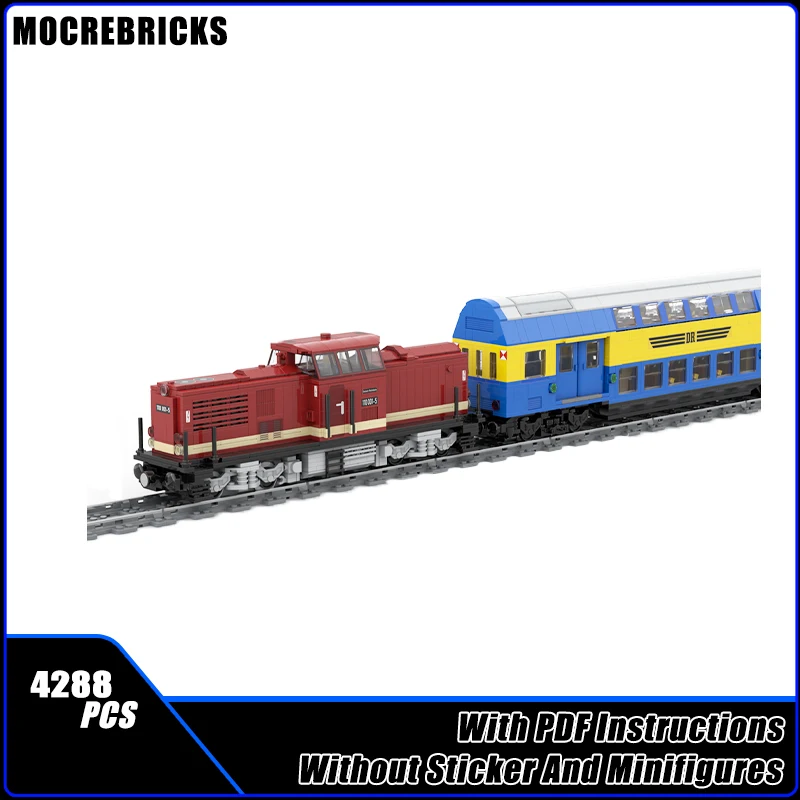

MOC City Railway Double Deck Passenger Transport Train Car Model DIY Building Block Assembly Technology Bricks Toys For Gifts