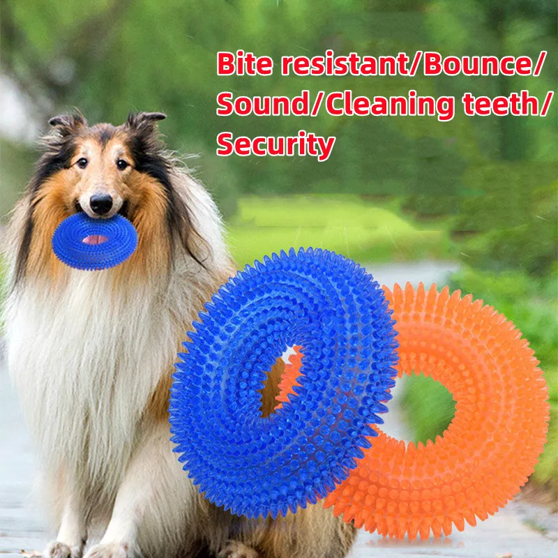 Squeaky Pet Dog Interactive Chew Toy Puppy Bite Resistant Thorn Barbed Tooth Cleaning Toy TPR Molar Chew Toys for Dogs