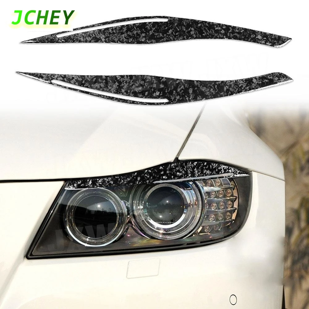 

JCHEY 2PCS/Set Front Lamp Eyebrow Headlight Covers Carbon Fiber for BMW 3 Series E90 318i 320i 325i 2009-2012 Front Lamp Eyelids