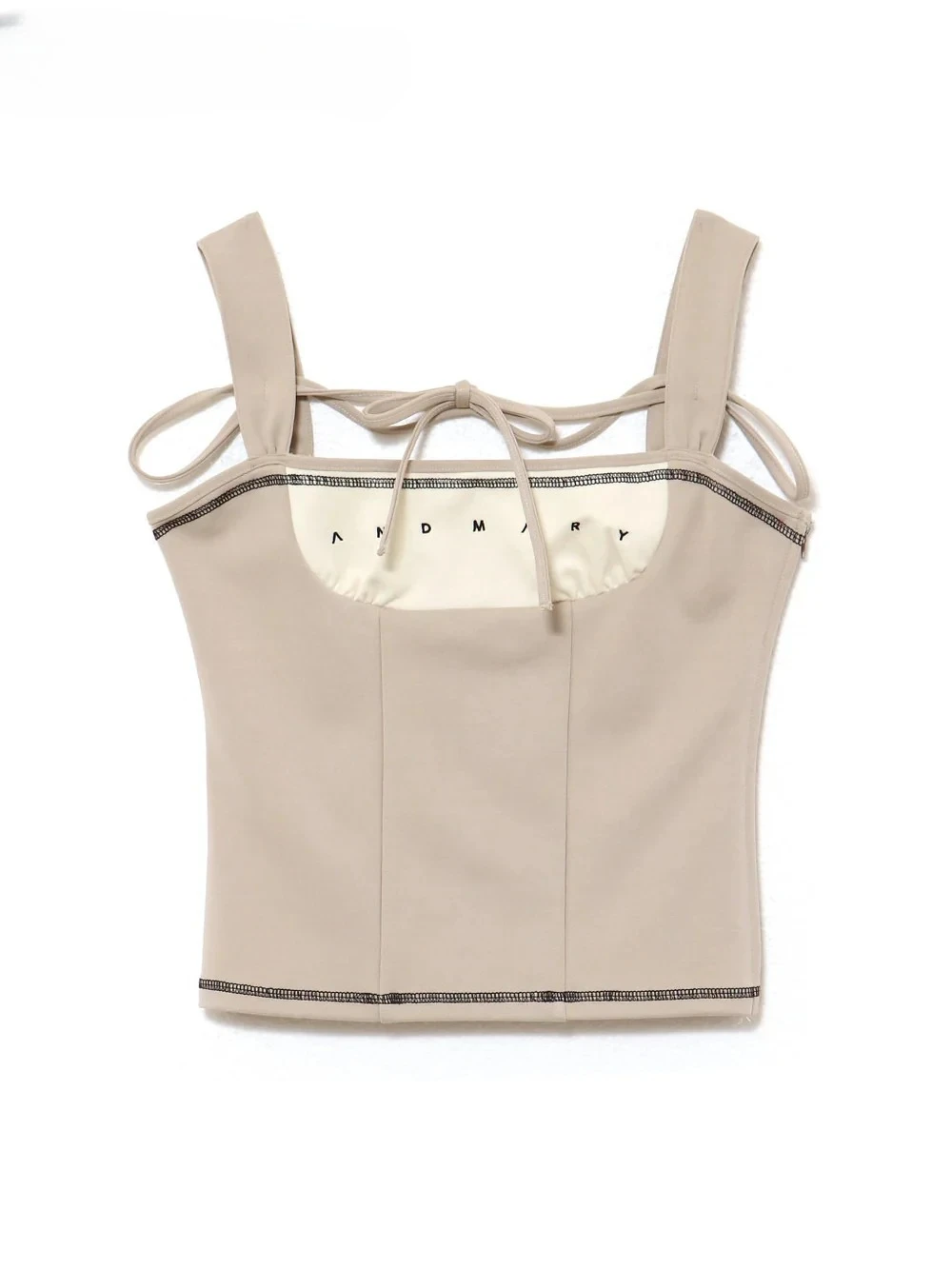 

Clear Japanese Sweet Contrasting Color Lace-up Slim-fit Suspender Vest Top 2025 Summer New Slim-fit Sleeveless Tshirt Female