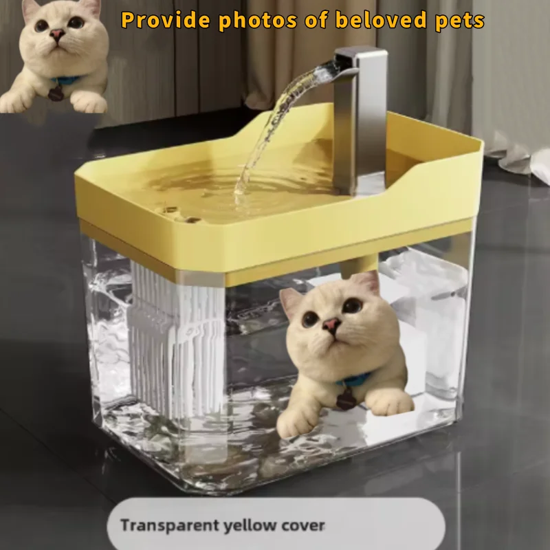 Custom Cat Water Fountain Auto Filter Transparent Drinker USB Anti-Dry Burning Recirculate Filtering Water Dispenser with Pump