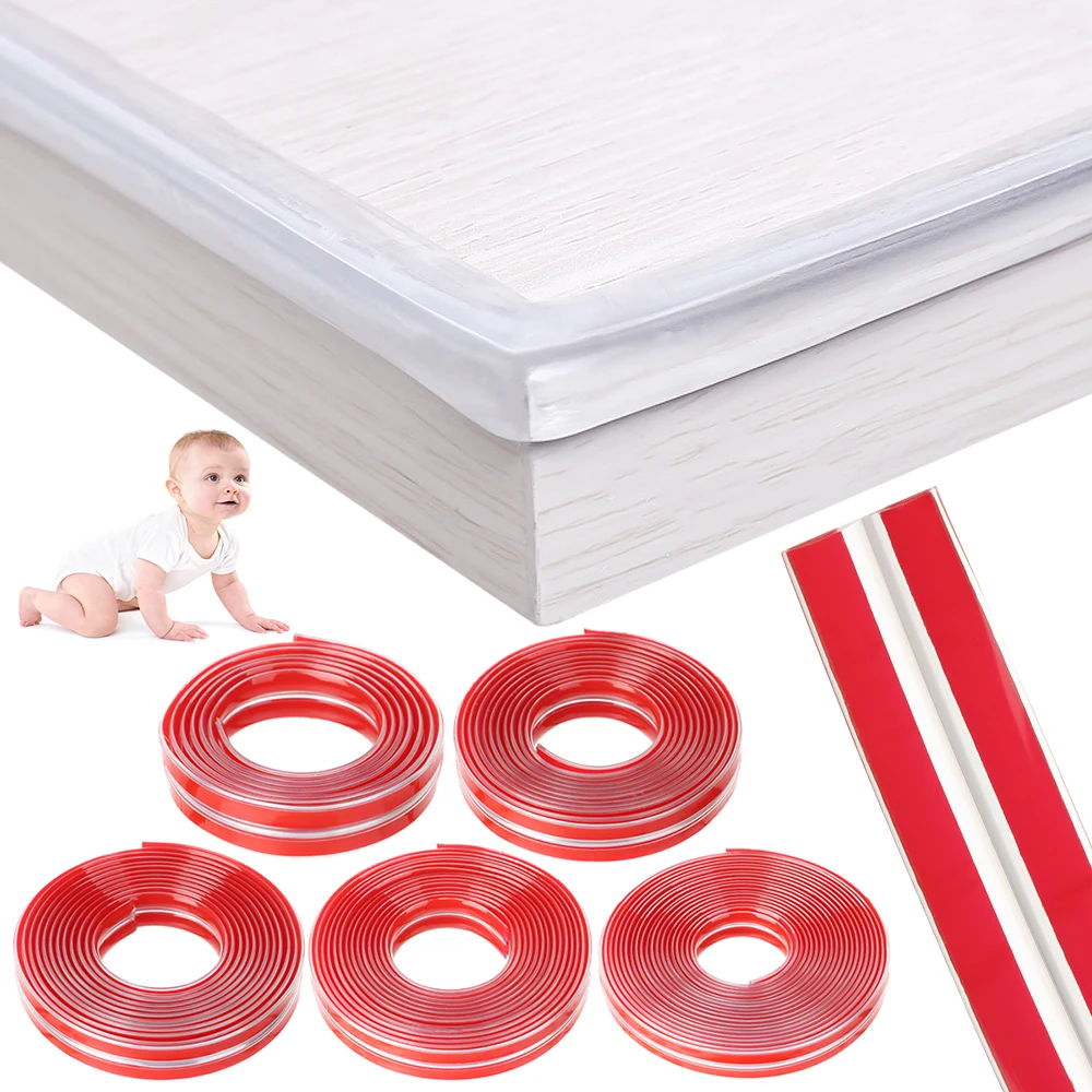 Transparent PVC Baby Protection Strip With Double-Sided Tape Anti-Bumb Kids Safety Table Edge Furniture Guard Corner Protectors