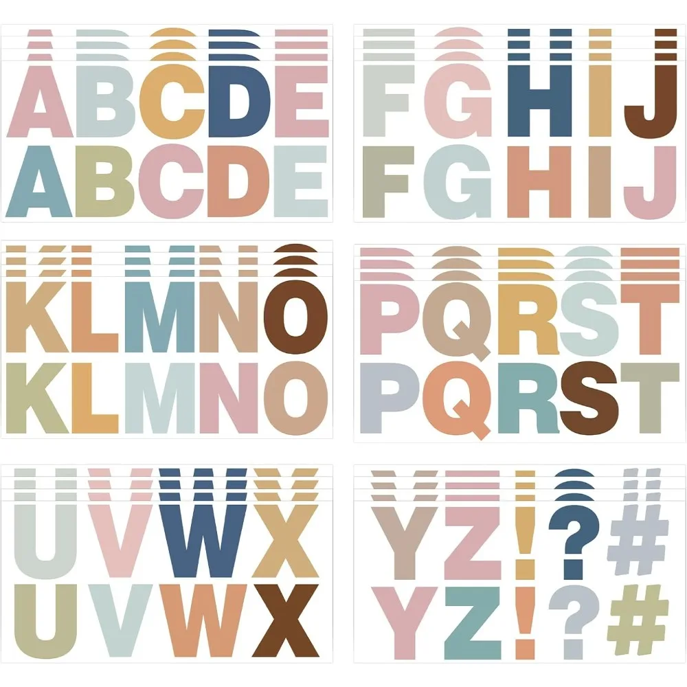

232 Pcs 24 Sheets Boho Bulletin Board Letters,2.4 Inch Letter Stickers Self, Large Alphabet Stickers, ABC Letters for Classroom